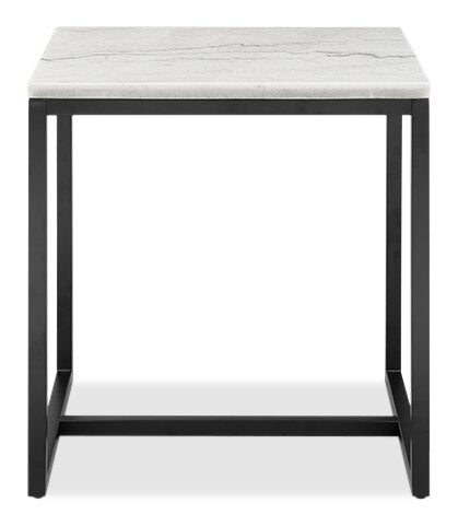 Table de bout moderne Webber de 20 po en marbre - blanche