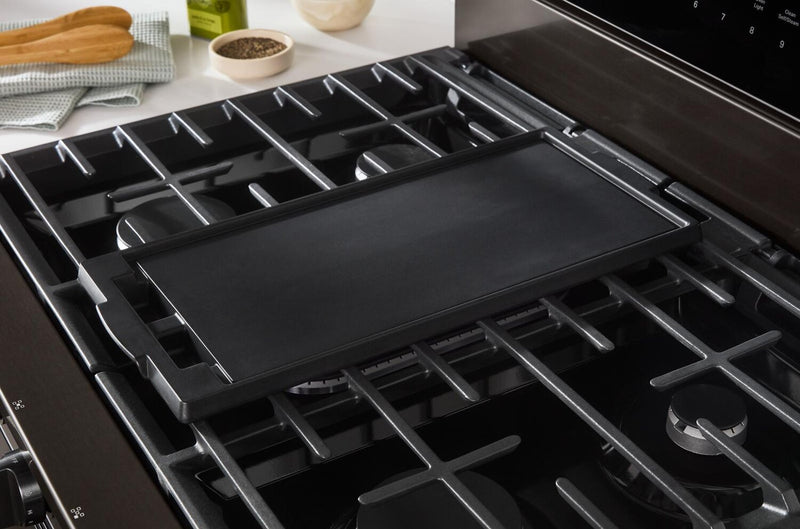 Cuisinière intelligente à gaz Whirlpool de 5 pi³ avec friture à air et autonettoyage - acier inoxydable noir - WFGS7530RV