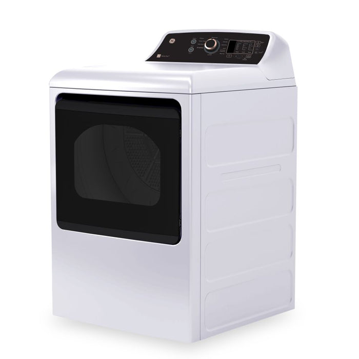 Laveuse à chargement par le haut de 5,3 pi3 et sécheuse électrique de 7,4 pi3 de GE - blanches et or rose 