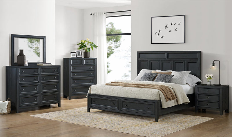 Miroir de commode de chambre à coucher Casa en bois à fixer au meuble ou à suspendre au mur - noir