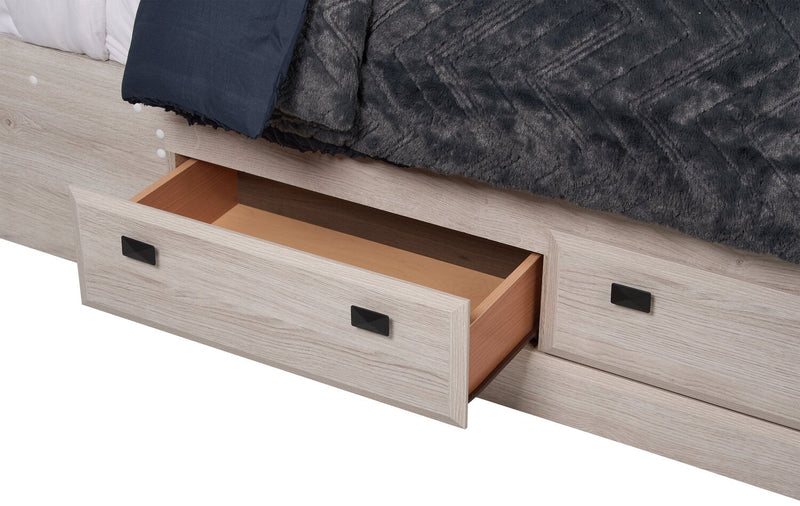 Ensemble de chambre à coucher Yorkdale 6 pièces avec lit de rangement à 6 tiroirs, commode, miroir et table de nuit, blanc - format lit double