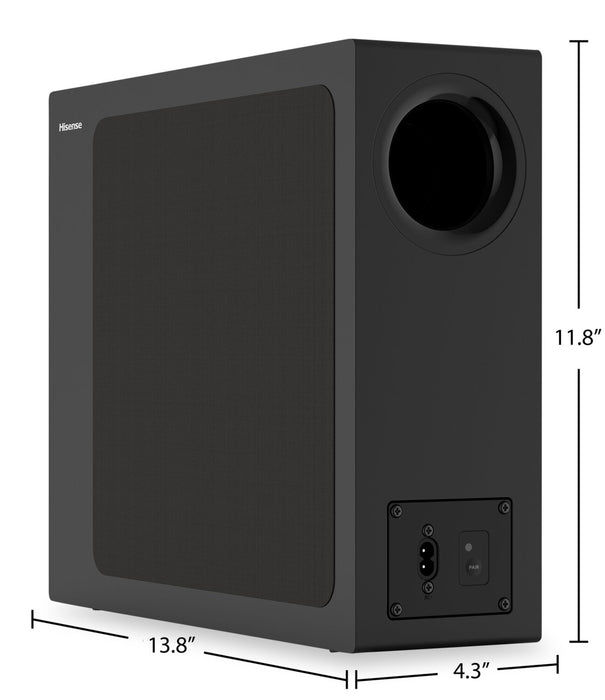 Barre de son de 240 W à 2.1 canaux HISENSE HS2100 avec caisson d’extrêmes graves sans fil