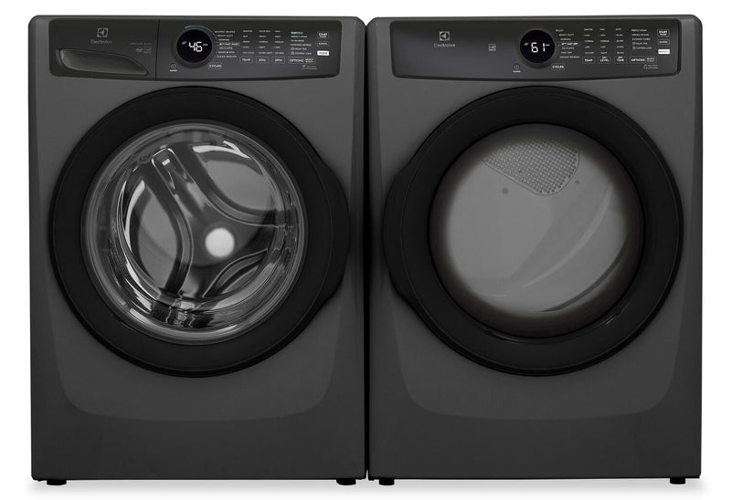Laveuse à la vapeur à chargement frontal de 5,2 pi³ et sécheuse électrique de 8 pi³ d’Electrolux - titane 