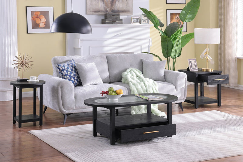 Table de fauteuil Dalton de 18 po avec dessus en verre - noire 