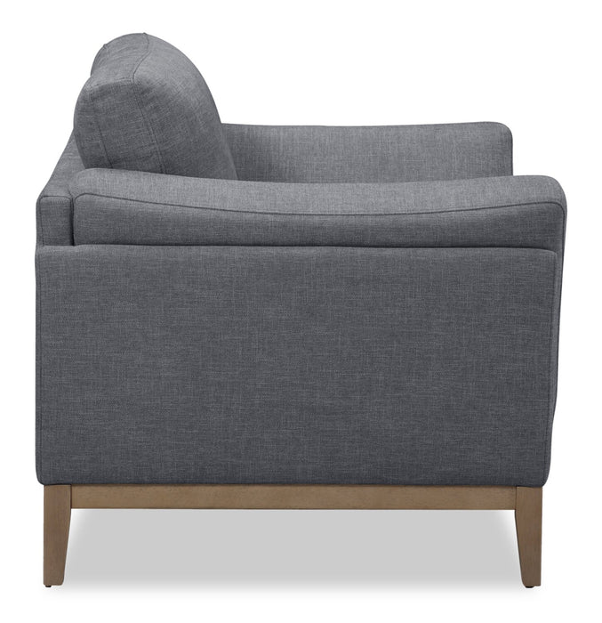 Fauteuil Valley de 44 po en tissu avec base et pattes en hévéa - étain