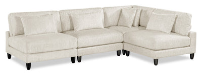 Lounge 4-Piece Chenille Armless Modular Sectional – Beige  | Sofa sectionnel modulaire sans accoudoirs Lounge 4 pièces en chenille - beige