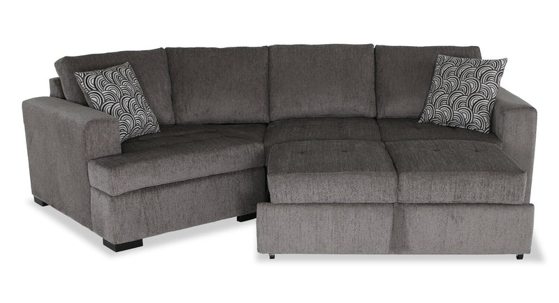 Sofa-lit sectionnel enveloppant de gauche Legend 2 pièces fabriqué au Canada en tissu de chenille - brun étain