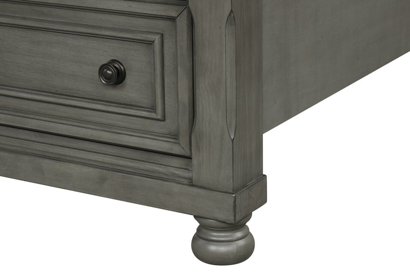 Lit plateforme de rangement Chelsea gris avec tête de lit et cadre de lit - format très grand lit