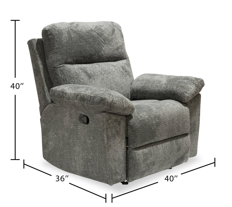 Fauteuil coulissant inclinable Oliver de 40 po fabriqué au Canada en tissu de chenille - gris étain Addison