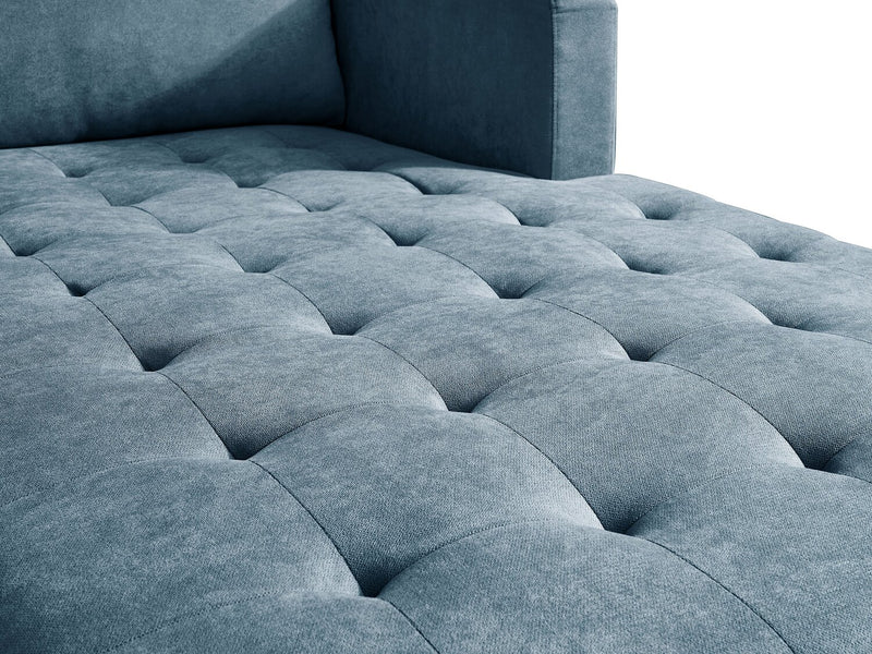 Sofa sectionnel de droite Metro 2 pièces en tissu avec fauteuil long et coussins de siège capitonnés - bleu denim