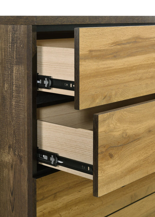 Commode verticale de chambre à coucher Silas de 33 po (L) x 47,5 po (H) à 5 tiroirs - brun rustique