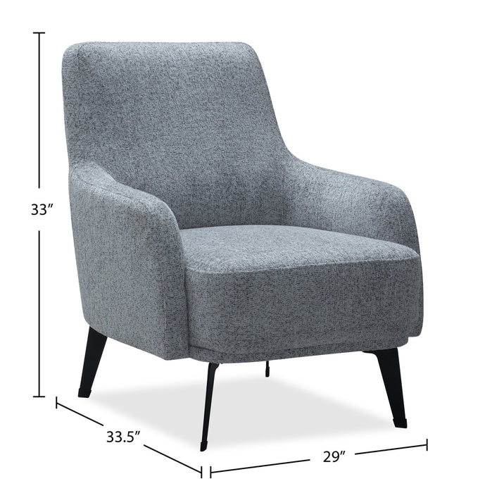 Fauteuil d’appoint Monroe de 29 po en tissu avec pattes en métal - gris