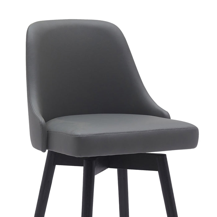 Tabouret Nash de hauteur comptoir en tissu de cuir végétalien et en métal avec siège pivotant - anthracite