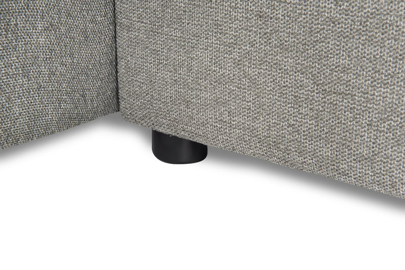 Sofa sectionnel Savvy 3 pièces en tissu d’apparence lin avec appuie-têtes réglables, porte-gobelets et port USB - gris