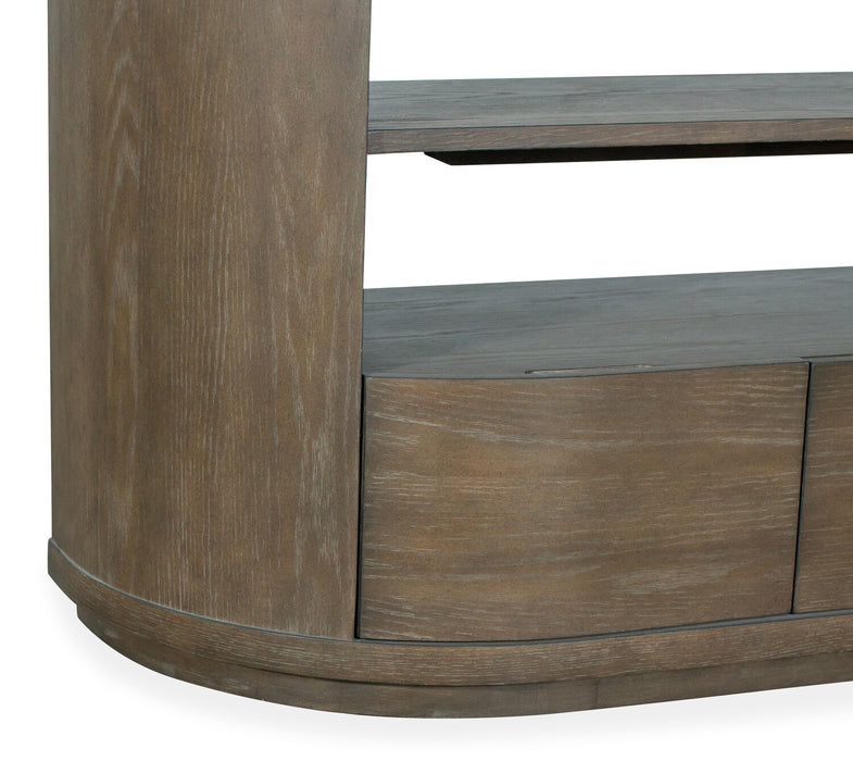 Table de salon moderne ronde Eldon de 60 po en bois massif avec rangement - marsouin