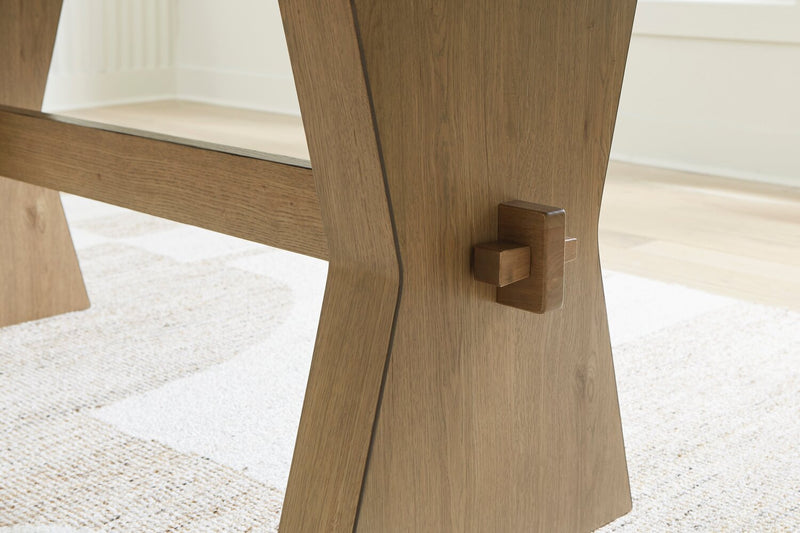 Table de salle à manger Shaw de 78 po (L) avec base à tréteaux - naturelle