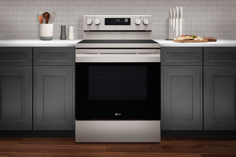 Cuisinière intelligente électrique LG de 6,3 pi³ avec friture à air - acier inoxydable - LREN6323YE