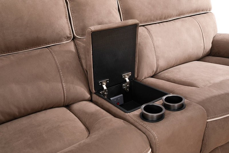 Sofa sectionnel à inclinaison électrique Newport de Cindy Crawford Home 6 pièces en suédine avec fauteuil inclinable sans accoudoirs - taupe