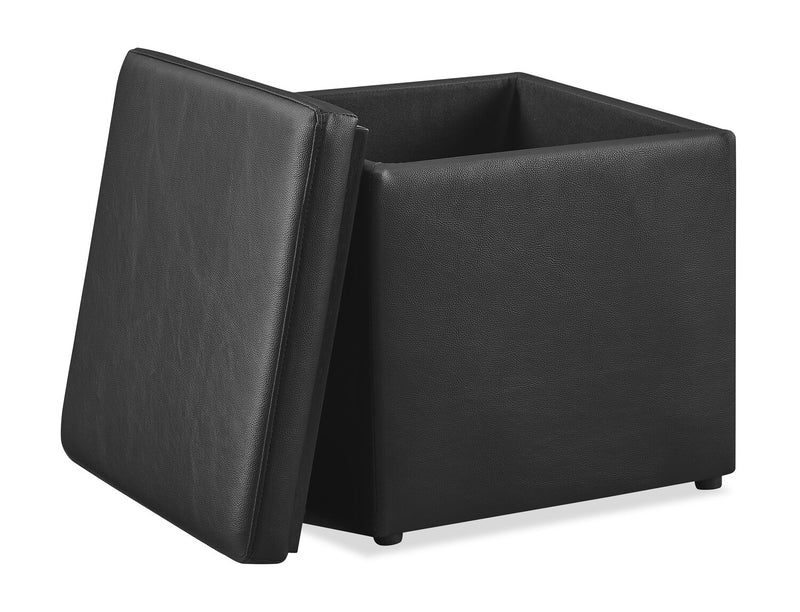 Pouf de rangement carré Manitoba de 18 po en similicuir - noir