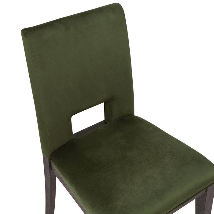 Chaise de salle à manger Zelda en tissu de chenille - vert et brun espresso