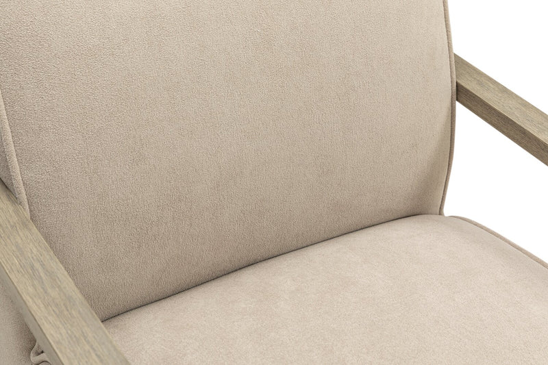 Fauteuil d’appoint pivotant Modell de 29,5 po en velours avec accoudoirs en bois - beige
