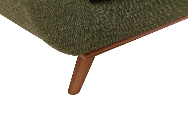 Fauteuil Freeman Kort & Co. de 37 po en tissu d’apparence lin avec pattes en bois et coussin de dossier capitonné - vert avocat