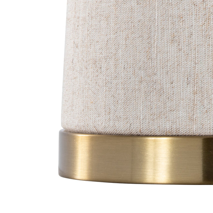 Lampe de table contemporaine Rachel de 19 po avec abat-jour en lin - laiton