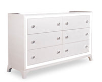 Commode somptueuse Halo de 58 po (l) x 35 po (H) à 6 tiroirs avec éclairage à DEL pour la chambre à coucher - blanche