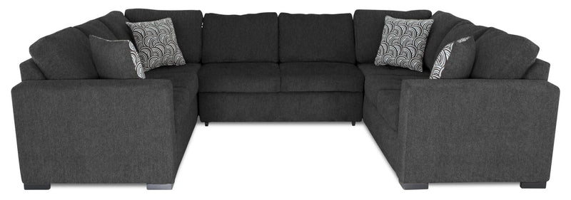 Sofa-lit sectionnel Legend 3 pièces fabriqué au Canada en tissu de chenille - gris poivre