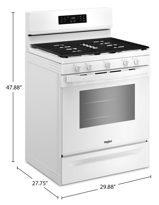 Cuisinière à gaz Whirlpool de 5,0 pi³ et de 30 po avec cuisson à air - blanche - WFGS4530SW 