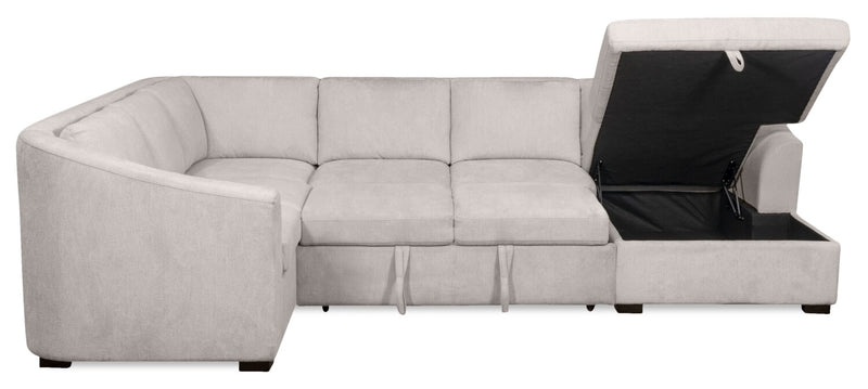 Sofa-lit sectionnel de droite Envy 3 pièces en tissu de chenille avec fauteuil long de rangement - gris brouillard