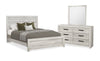 Ensemble de chambre à coucher Aspen 5 pièces avec lit, commode et miroir, gris - format grand lit