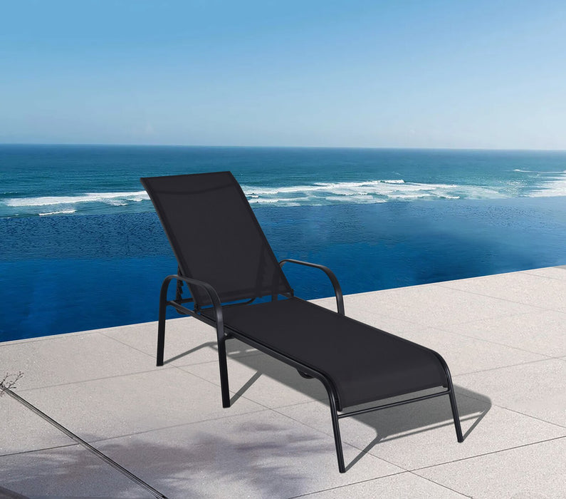 Chaise longue Tuscany pour la terrasse à l’extérieur avec dossier réglable - métal, résistante aux rayons UV et aux intempéries - grise et noire