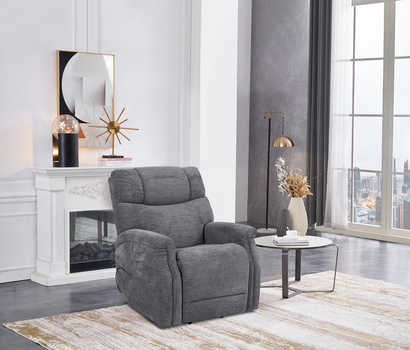 Fauteuil basculeur à inclinaison électrique Claire de 34 po en tissu de chenille - gris granite 