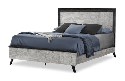 Blake Panel Bed with Headboard & Frame, Grey & Black - Queen Size | Lit à panneaux Blake avec tête de lit et cadre de lit, gris et noir - format grand lit