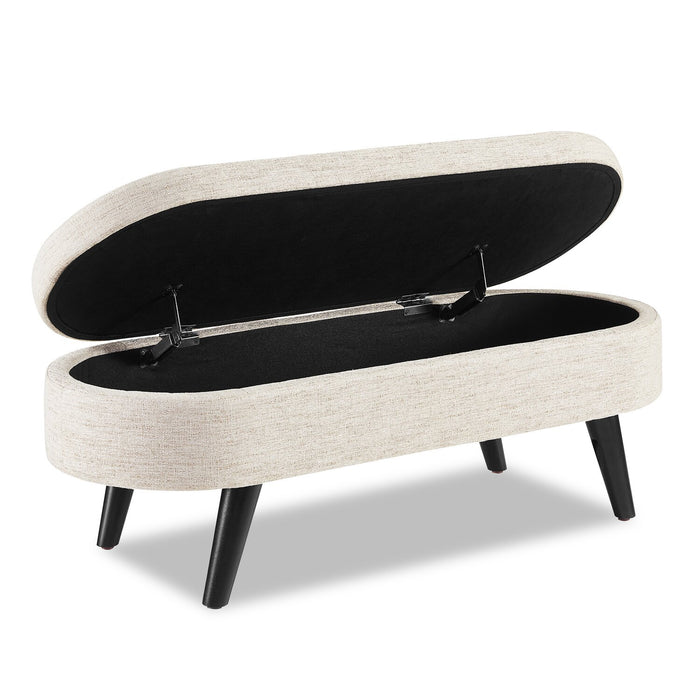 Pouf de rangement ovale Montreal de 43,5 po en tissu - blanc