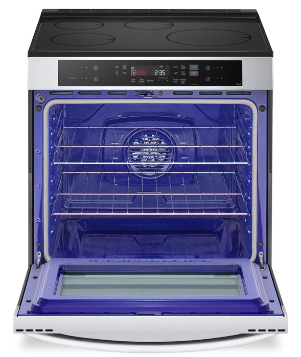 Cuisinière intelligente à induction LG de 6,3 pi³ et de 30 po avec convection et friture à air - acier inoxydable - LSIL6332FE