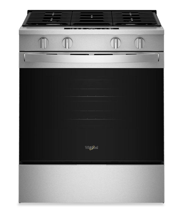 Cuisinière à gaz intelligente Whirlpool de 30 po, 5,0 pi³ avec cuisson à air – acier inoxydable résistant aux traces de doigts – WSGS4530TZ