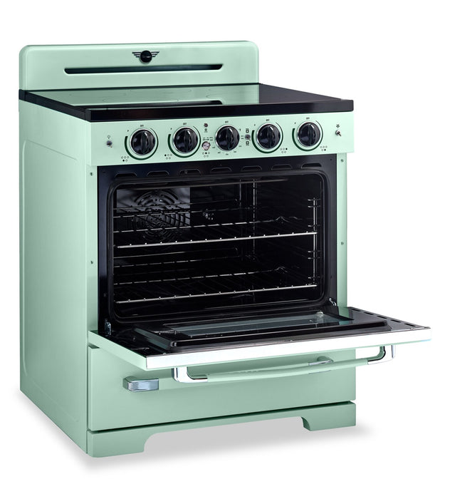 Cuisinière à induction Classic Rétro par Unique de 30 po et de 3,9 pi3 - vert menthe estival - UNQ-30CR IC LG