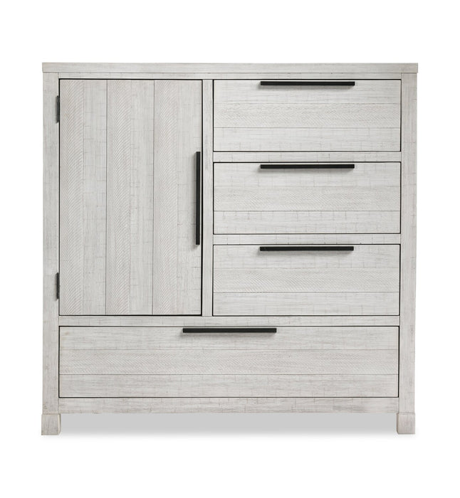 Commode verticale de chambre à coucher Haven de 48 po (L) x 48 po (H) à 4 tiroirs avec armoire de rangement - blanche