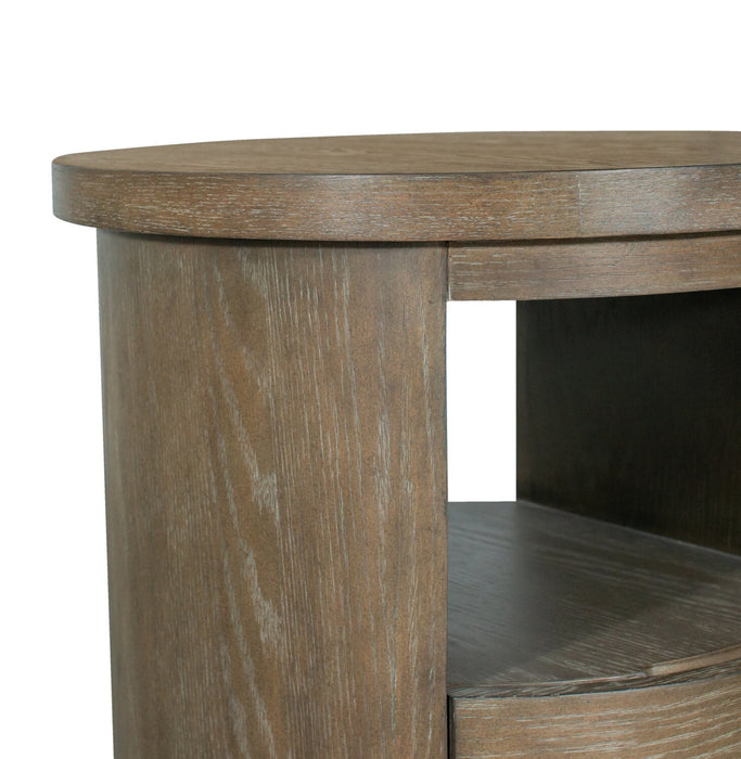 Table de bout moderne ronde Eldon de 22 po en bois massif avec rangement - marsouin