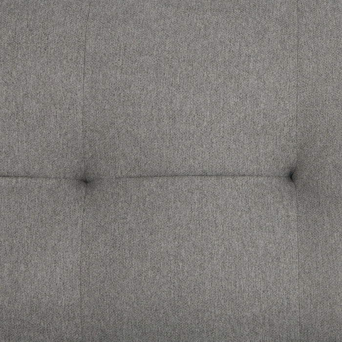 Futon Campus de 76 po en tissu avec mécanisme Klik Klak, capitonnage et pattes en bois - gris