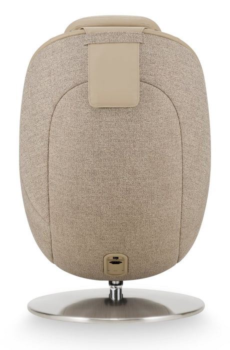 Fauteuil de massage inclinable LG de 29,6 po en tissu d’apparence cuir avec pouf assorti - brun