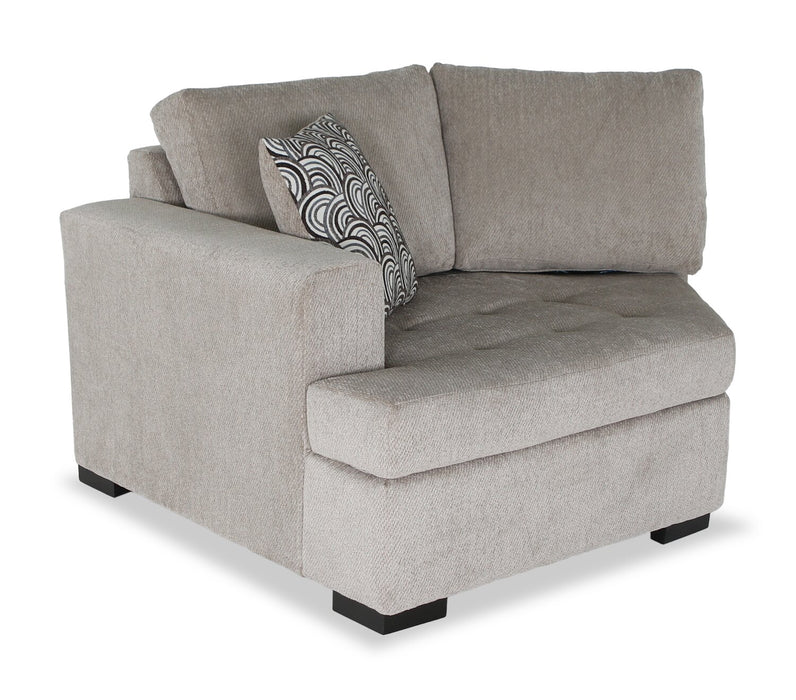 Sofa-lit sectionnel enveloppant de gauche Legend 2 pièces fabriqué au Canada en tissu de chenille - beige platine