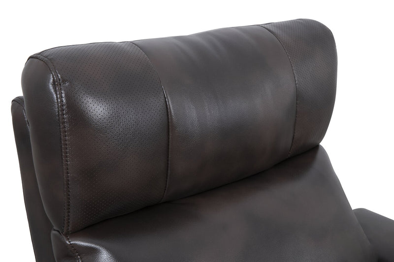 Fauteuil à inclinaison électrique Scott Living Escape de 39 po avec appuie-tête électrique et son ambiophonique - tissu d’apparence cuir brun foncé