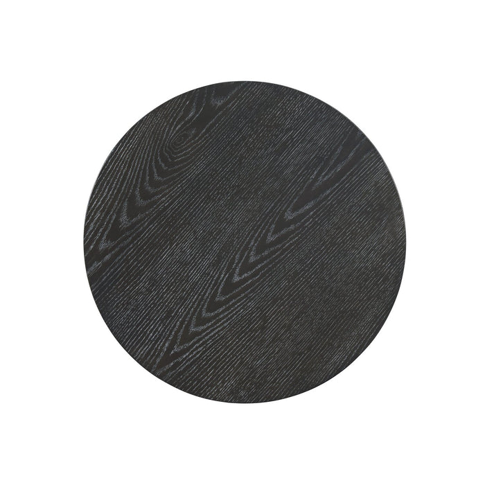 Table de bout ronde Declan moderne de 18 po avec tablette - noire