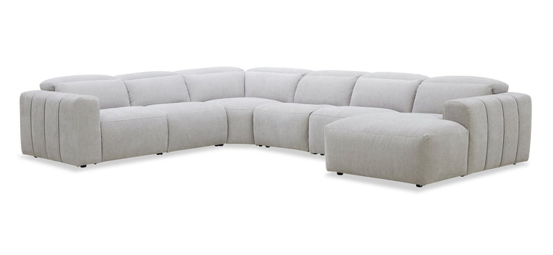 Sofa sectionnel de droite à inclinaison électrique Presidio 6 pièces - poudre