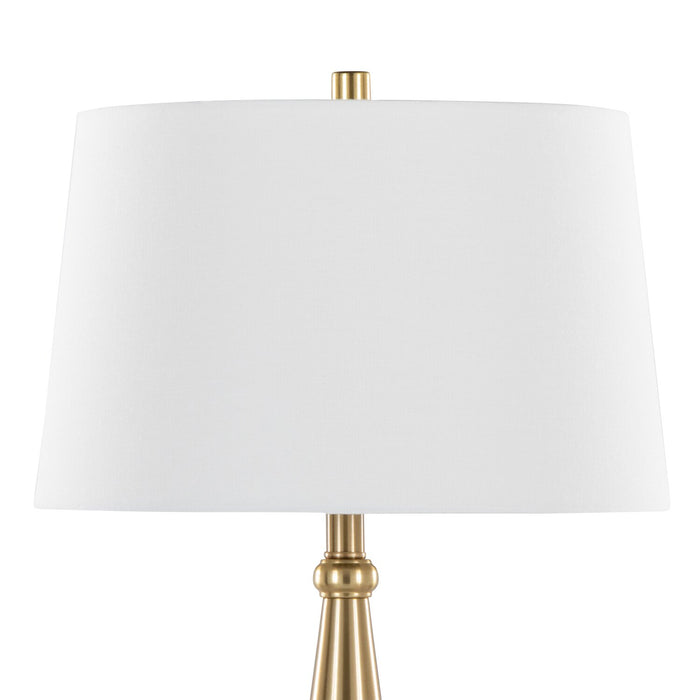 Lampe de table Alison de 30 po en métal avec lin blanc - doré