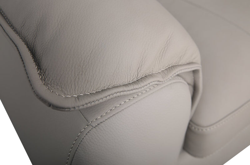 Sofa sectionnel modulaire de droite Raya 5 pièces en cuir véritable avec console de rangement et pattes en bois - beige pierre