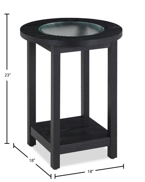 Table de fauteuil Dalton de 18 po avec dessus en verre - noire 